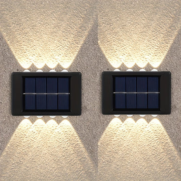 4 o 6 luces solares para pared, 8 LED, iluminación decorativa para jardín, patio o villa, montaje semiempotrado, material plástico, carga solar, batería de níquel de 600 mAh, sin control remoto, incluye hardware de instalación