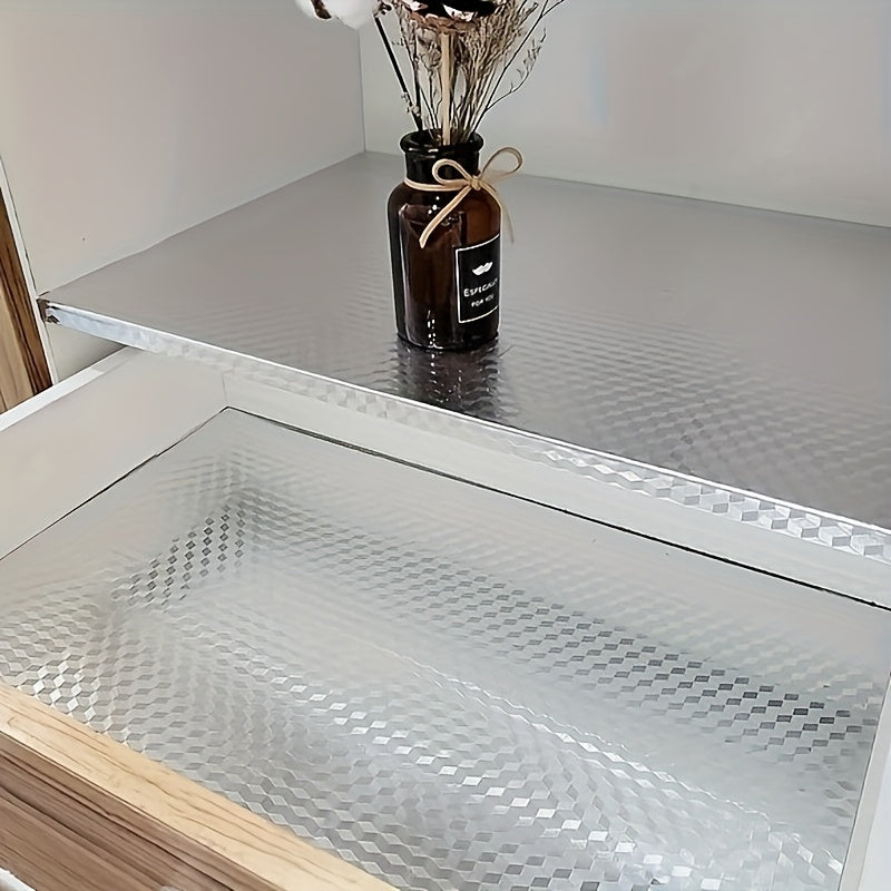Adhesivos de aluminio impermeables y antiadherentes para cocina, cortables, autoadhesivos, papel tapiz con textura plateada, revestimiento resistente a aceites y calor, papel decorativo antideslizante para encimeras y gabinetes