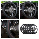 Funda para volante en cuero sintético transpirable - Protector duradero y resistente a rayones con detalles en rojo, para autos pequeños, uso en todas las estaciones, accesorios para interior de auto, accesorio elegante para auto, piezas de calidad para