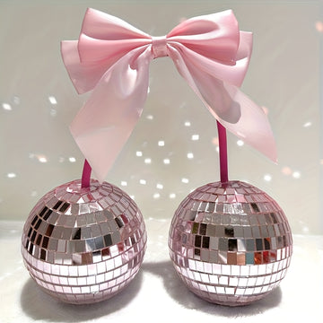 Decoraciones de bola de disco con lazos, ideales para colgar en paredes como regalos encantadores, crean decoraciones impresionantes.