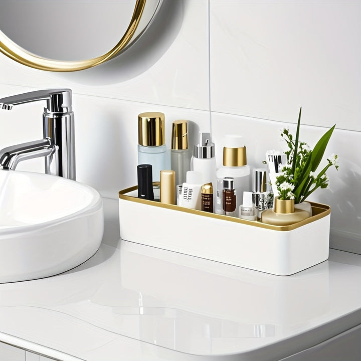 1 estante de baño montado en la pared, sin perforaciones, para almacenamiento de cosméticos de lujo, organizador de plástico para encima del tapete del inodoro, ideal para accesorios de baño, cubierta del tapete del inodoro, decoración de baño.