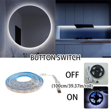 1 pza., Luces de tira LED blancas, Luces de tira LED blancas frías 6000K, Luces de tira LED flexibles brillantes para espejo de tocador, gabinete, cocina, dormitorio, para eventos/tiendas/almacenes