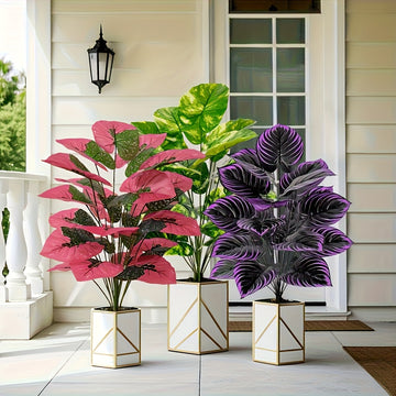 3 Hermosas Plantas Artificiales, Juego de 3 Piezas - Macetas Realistas de Plástico para Decoración de Selva Tropical, Ideal para Hogar, Jardín, Bodas, Terraza Exterior y Primavera/Verano, Uso en Interiores/Exteriores o Diversos Ambientes