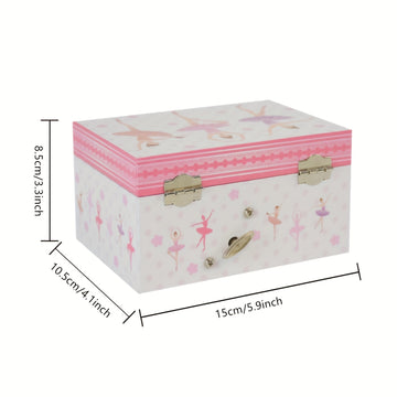 Caja de Música de Bailarina de Ballet de Madera Clásica, Organizador de Joyería de Cuerda Mecánica con Figura Giratoria, No Necesita Batería, Almacenamiento de Recuerdos para Accesorios, Regalo Ideal para Cumpleaños y Fiestas
