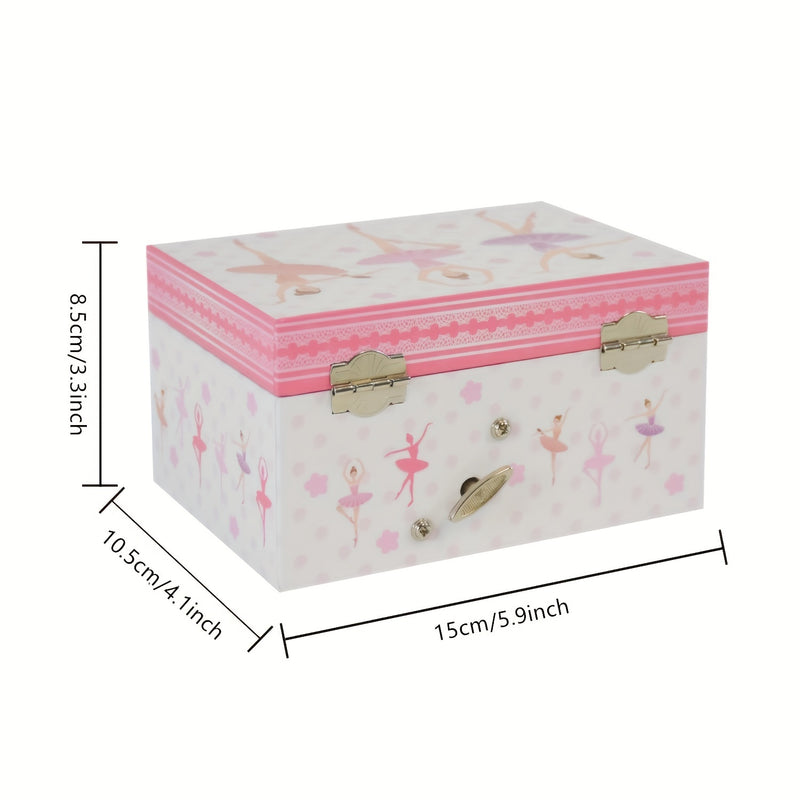 Caja de Música de Bailarina de Ballet de Madera Clásica, Organizador de Joyería de Cuerda Mecánica con Figura Giratoria, No Necesita Batería, Almacenamiento de Recuerdos para Accesorios, Regalo Ideal para Cumpleaños y Fiestas