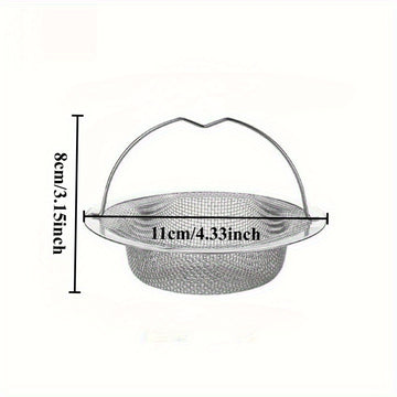 1 pieza, Cernidor de fregadero de acero inoxidable con asa, resistente a la herrumbre, filtro de malla antiatascos para fregaderos de cocina y baño, evita con facilidad los atascos, ideal para drenar restos de verduras y frutas, incluye acero inoxidable