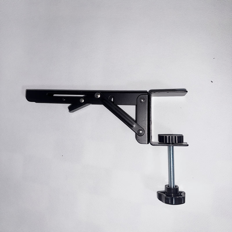 Extensión de escritorio de acero negro moderno - Extensor de escritorio de computadora plegable sin taladro con altura ajustable, sujeción sólida para hogar y oficina, extensión de escritorio, acabado metálico elegante, construcción duradera