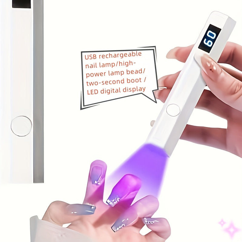Lámpara de mano mini rápida de secado, luz de manicura portátil LED, carga rápida USB, lámpara de curado de manicura para hogar/viajes, crea tus propias uñas.