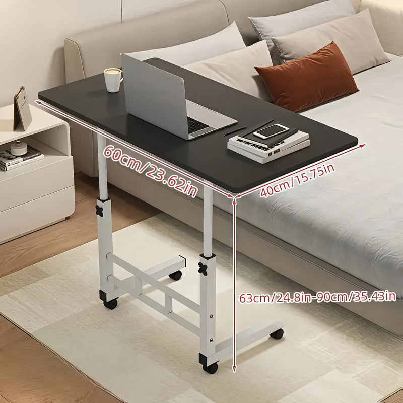 Mesita de Noche Ajustable con Ruedas - Escritorio Moderno y Plegable para Hogar, Oficina o Dormitorio, Madera Duradera y Metal Resistente, Fácil Montaje, Diseño Contemporáneo, Ahorra Espacio