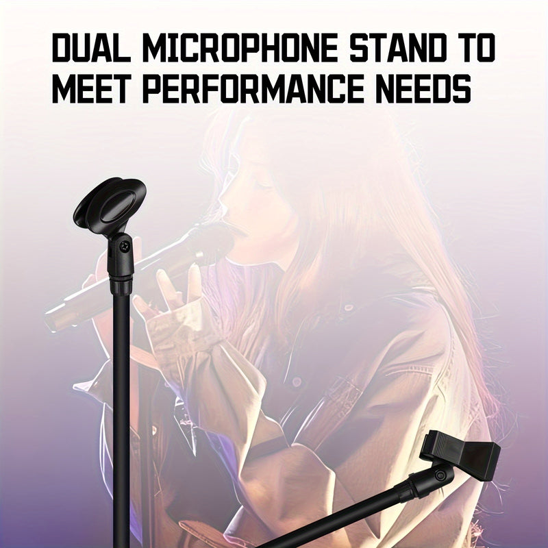Soporte de Micrófono Ajustable con Base Robusta - Construcción Resistente, Compatibilidad XLR para Grabación Profesional, Actuaciones en Vivo, Podcasting y Estudios Caseros - Compatible con Smartphones, Tabletas y Mezcladores - Uso Interior/Exterior - Di