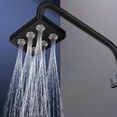 Cabeza de ducha de lluvia de alta presión de lujo - Montaje en pared, no necesita energía, gran flujo, crea una experiencia acogedora en el baño, acabado negro pulido con efecto arcoíris, accesorios de ducha para baños modernos.