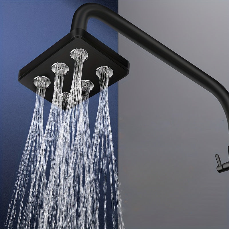 Cabeza de ducha de lluvia de alta presión de lujo - Montaje en pared, no necesita energía, gran flujo, crea una experiencia acogedora en el baño, acabado negro pulido con efecto arcoíris, accesorios de ducha para baños modernos.