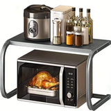 1pc Estantería de metal en forma de C para cocina con microondas integrado - Organizador de espacio para electrodomésticos, botellas y elementos de cocción, estantería de mostrador | Estantería de cocina moderna | Construcción de metal, estantería de alm