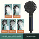 1 unidad de cabezal de ducha de alta presión con 5 modos, 5 velocidades ajustables y 5 patrones de rociado - Cabezal único montado en pared para decoración de baño, material ABS duradero para una experiencia de ducha moderna, flujo de agua ajustable, pre