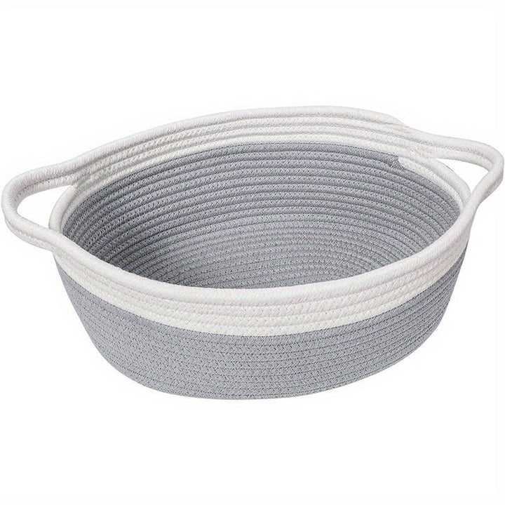 Canasta de Almacenamiento Tejida a Mano con Cuerda de Algodón de Amazon - Organizador Moderno de Gran Capacidad para Juguetes, Mantas, Ropa Sucia - Canasta Decorativa Blanca Personalizable DIY, Diseño Robusto con Asas