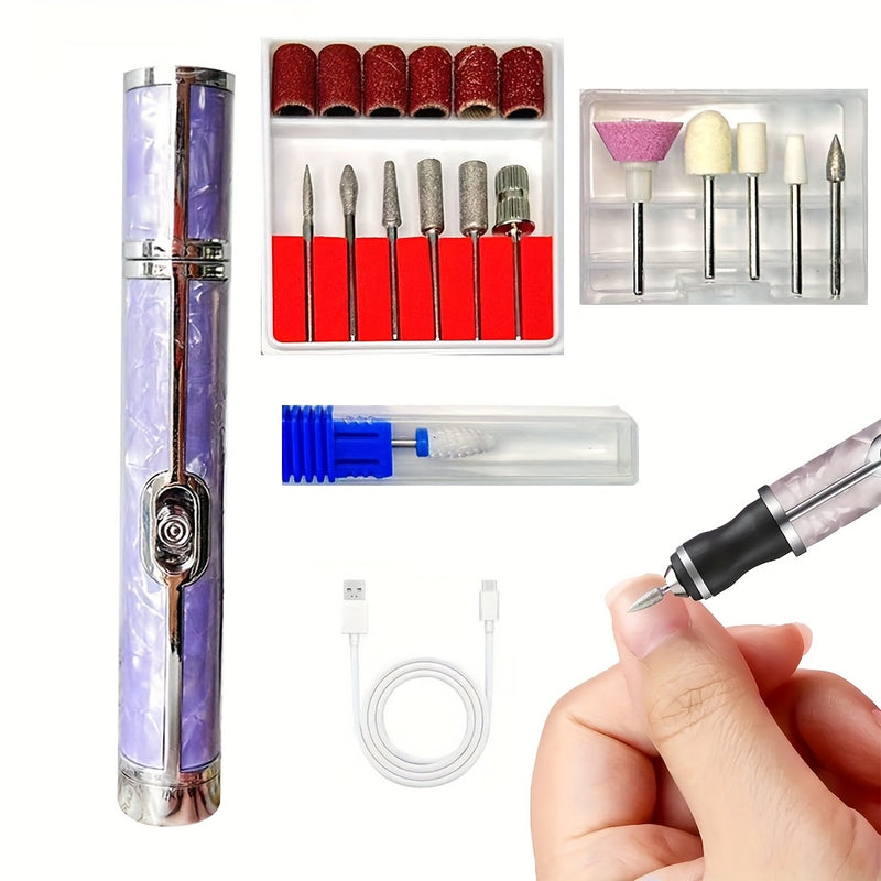 Maquinilla Eléctrica Profesional para Uñas - 20000 RPM con Batería de Litio Recargable USB-C, Herramienta Portátil para Manicura y Arte en Uñas, Gel y Acrílicos - Compatible con Hogar y Salón (Sin Adaptador Necesario) - Ideal para Principiantes y Profesi