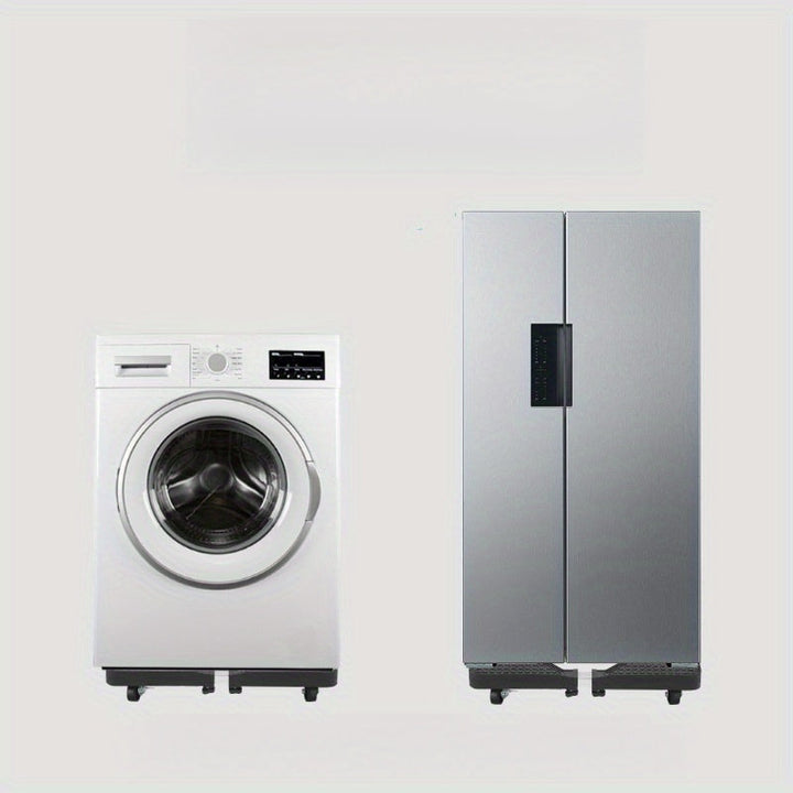 Plato de base de lavadora ajustable con ruedas, base de refrigerador de acero inoxidable, 4 ruedas giratorias para un uso fácil y conveniente