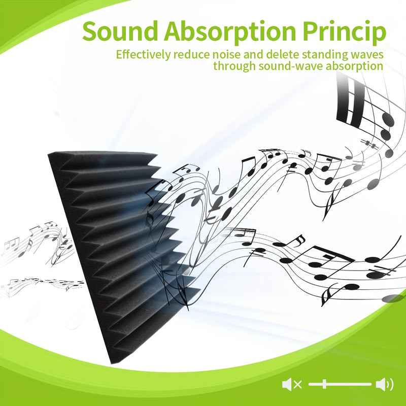 50pcs Paneles de Espuma Acústica en Forma de Cuña para Estudios de Grabación - 1"x12"x12" Esponja de Tratamiento de Absorción de Sonido a Prueba de Fuego