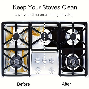 Conjunto de 4 Cubiertas para Quemadores de Cocina Reutilizables - Protectores Duraderos de Plástico para Hornillas, Protección de Superficie Fácil de Limpiar para Estufas de Gas, Accesorios Esenciales de Cocina, Cubiertas Reutilizables para Estufa | Herr