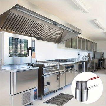 Freidora de Acero Inoxidable Resistente - Diseño Compacto Sin Electricidad con Rejilla Integrada, No Necesita Utensilios - Fácil Limpieza para Cocina Hogareña, Ideal para Papas Fritas, Pollo y Pescado - Freidora de Encimera Ahorradora de Espacio, Cesta E
