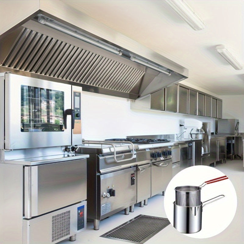 Freidora de Acero Inoxidable Resistente - Diseño Compacto Sin Electricidad con Rejilla Integrada, No Necesita Utensilios - Fácil Limpieza para Cocina Hogareña, Ideal para Papas Fritas, Pollo y Pescado - Freidora de Encimera Ahorradora de Espacio, Cesta E
