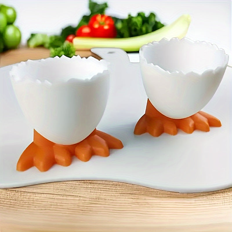Juego de 1/4 piezas de portahuevos con forma de cáscara de huevo creativos, material de PP seguro, vajilla auxiliar para huevos, ideal para hogares, restaurantes, cocinas y desayunos