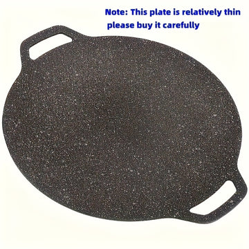 1pc Parrilla Coreana - Placa Circular de Hierro Fundido y Acero Inoxidable Antiadherente con Fumado Ligero, Portátil para Uso en Casa y Exterior, Sin Necesidad de Electricidad, Utensilios de Cocina Duraderos
