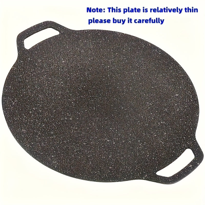 1pc Parrilla Coreana - Placa Circular de Hierro Fundido y Acero Inoxidable Antiadherente con Fumado Ligero, Portátil para Uso en Casa y Exterior, Sin Necesidad de Electricidad, Utensilios de Cocina Duraderos