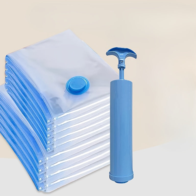 Juego de 8 bolsas de almacenamiento de vacío extra grandes con bomba de mano - Ahorro de espacio, herméticas, resistentes al polvo y la humedad, cierre con cremallera, no necesita electricidad, ideal para ropa, ropa de cama y mudanzas de dormitorios, bol