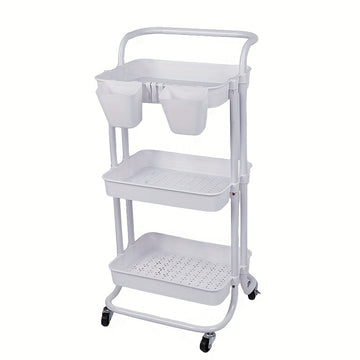 Carrito organizador rodante de 3 o 4 niveles con ruedas, estructura resistente de plástico y metal, acabado negro, organizador móvil para cocina, baño o lavandería, carrito multiusos que ahorra espacio, solución de almacenamiento elegante, contenedores d