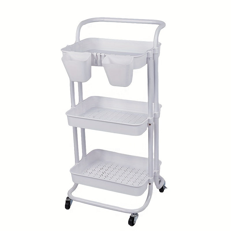 Carrito organizador rodante de 3 o 4 niveles con ruedas, estructura resistente de plástico y metal, acabado negro, organizador móvil para cocina, baño o lavandería, carrito multiusos que ahorra espacio, solución de almacenamiento elegante, contenedores d