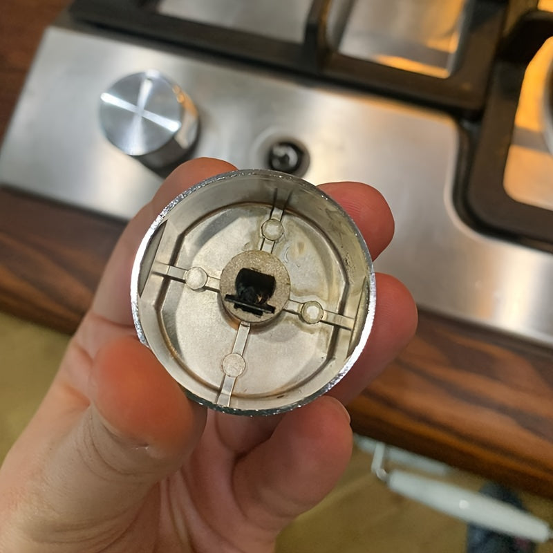 5 unidades de perillas univer para estufa de gas, interruptor de control rotativo de metal, repuestos de perillas de estufa de cocina, diseño de bloqueo de seguridad - Plata