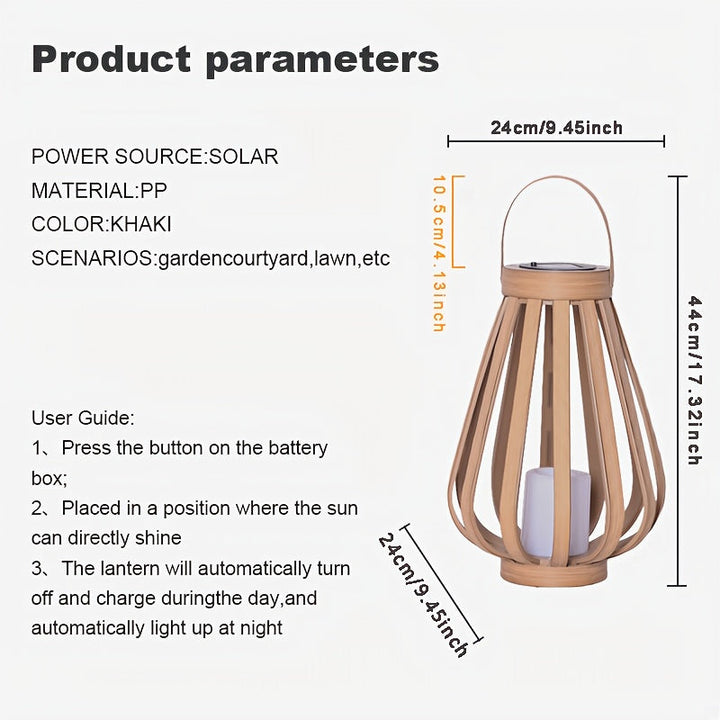 Jarrón Colgante de Madera con Energía Solar de 44 cm, Dos Tamaños Disponibles, Ideal para Iluminación en Exteriores, Parques y Terrazas, Decoraciones para Halloween y Navidad, IP44