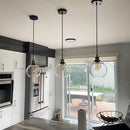 Linterna Colgante de Vidrio para Isla de Cocina, Lámparas Colgantes Doradas y Negras de Vidrio Transparente, Lámpara Colgante Globo para Isla de Cocina, Luz de Techo Moderna Estilo Granja con Pantalla de Vidrio Claro