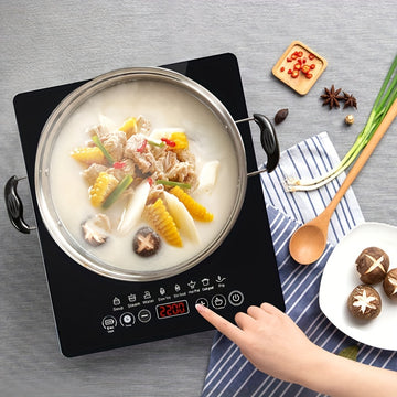 Encimera de Inducción Portátil con Panel Táctil de Cristal , Quemadores Eléctricos para Cocinar, Estufa Portátil, Placas Calientes para Cocina, Encendedor Único