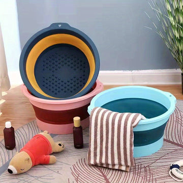 Bañera Portátil Plegable para Masajes de Pie con Relieve, Cuenca Profunda para Uso en Hogar y Residencia Estudiantil