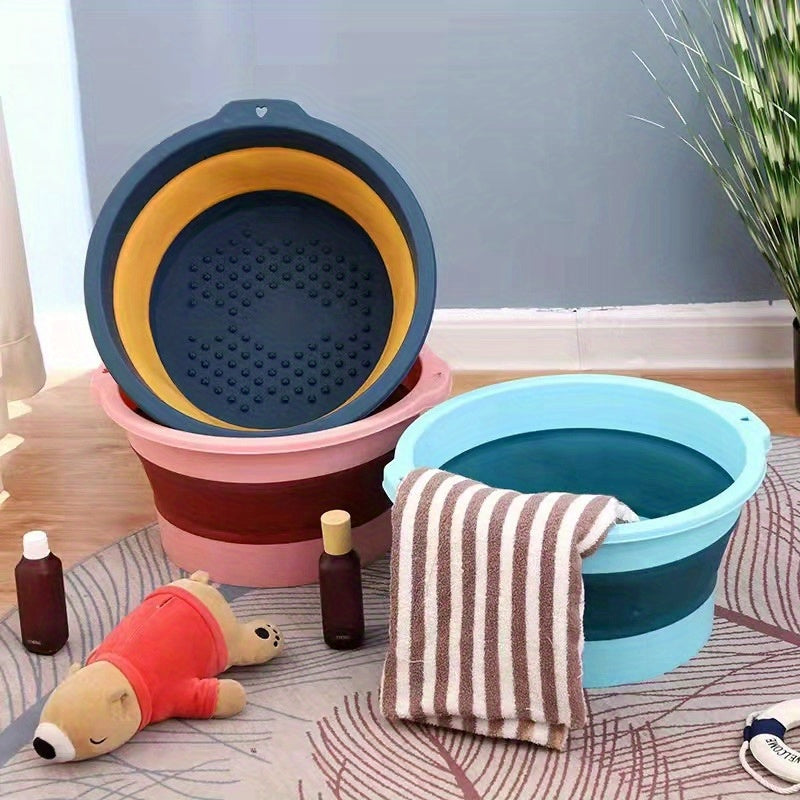 Bañera Portátil Plegable para Masajes de Pie con Relieve, Cuenca Profunda para Uso en Hogar y Residencia Estudiantil