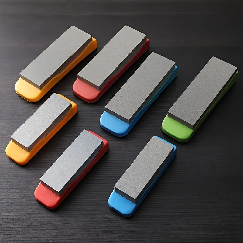Afilar cuchillos de doble cara con base antideslizante - Alta dureza, seguro y fácil de usar en la cocina del hogar y en camiones de comida - Diseño duradero amarillo y azul para afilar de manera efectiva, seguridad en la cocina | Diseño audaz | Afila am