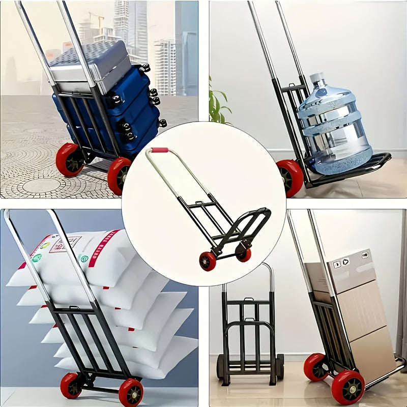 Carro de mano plegable de gran capacidad de 70 kg, mango ergonómico y ruedas giratorias de 360° para uso en escaleras | Telescópico ajustable | Ideal para levantar pesas, transporte de materiales y trabajo eléctrico, equipo de manipulación de materiales,