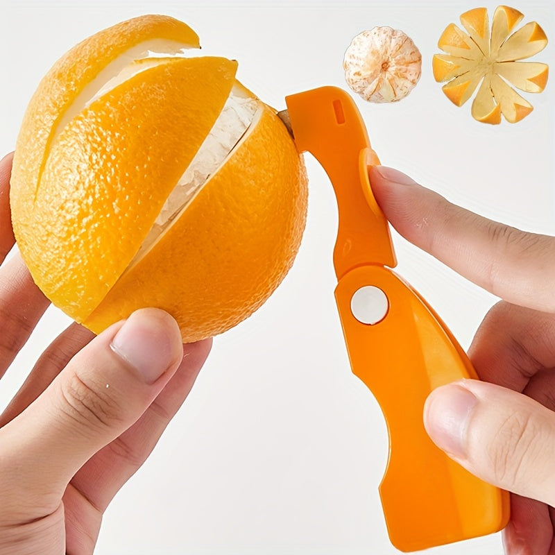 Pelador de Naranjas Plegable Portátil – Multifuncional, Fácil de Agarrar, Cortador y Pelador de Frutas de Metal, No Necesita Electricidad, Seguro para Contacto con Alimentos, Ideal para Uso en Cocina, Pelador para Naranjas
