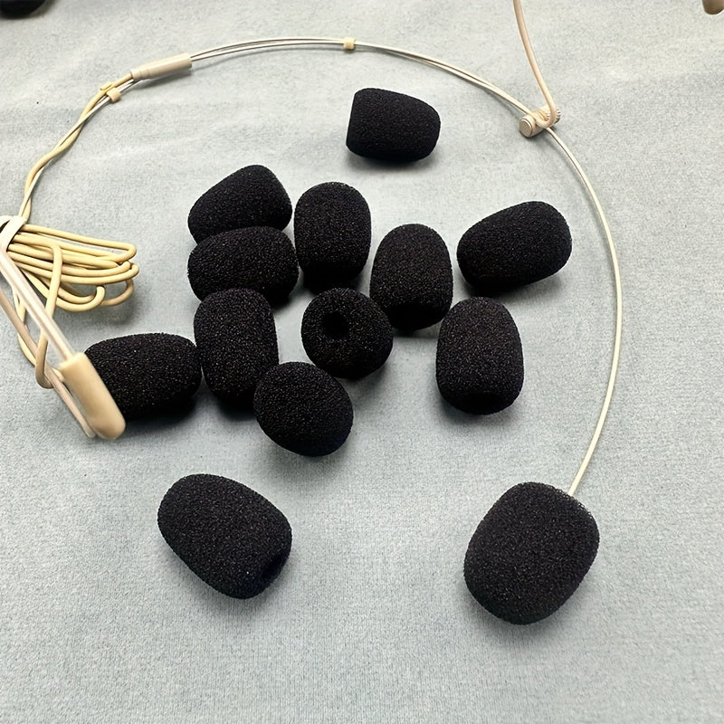3/6 piezas de protector de micrófono de lluvia chic con tapones auriculares, manguito de viento de espuma y boquilla de esponja - Negro, reducción de ruido y agarre cómodo para accesorios de micrófono de teléfono, accesorios de micrófono, agarre cómodo,