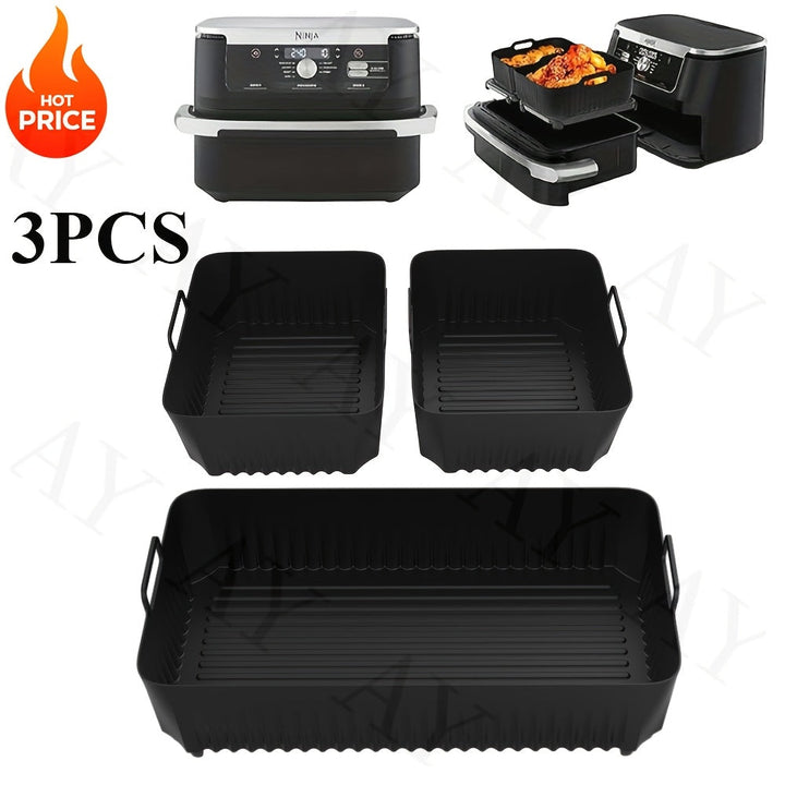 3 unidades de forros de horno de aire de silicona, bandejas de hornear reutilizables antiadherentes, compatibles con Ninja AF500, accesorios de cocina duraderos y sin olor