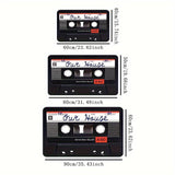 1 alfombra de bienvenida con diseño de casete retro, antideslizante y absorbente de poliéster para interiores, lavable a máquina, respaldo de PVC, decoración rectangular para entrada o porche