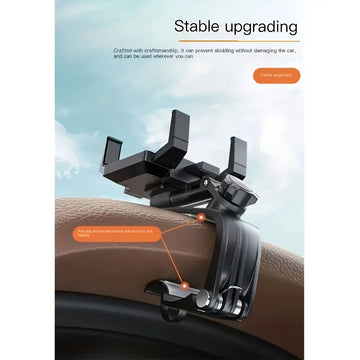 Soporte para Teléfono Móvil de Coche, Soporte Multifuncional para Salpicadero con Clip Ajustable 360°, Compatible con Smartphones de 3 a 17.78 cm