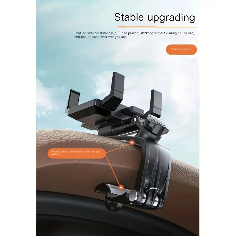 Soporte para Teléfono Móvil de Coche, Soporte Multifuncional para Salpicadero con Clip Ajustable 360°, Compatible con Smartphones de 3 a 17.78 cm