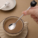 Cuchara de café de acero inoxidable con diseño de gato y panal de cerámica elegante - Utensilio de cocina duradero y decorativo con mango, ideal para preparar y servir café, accesorios para bares de café