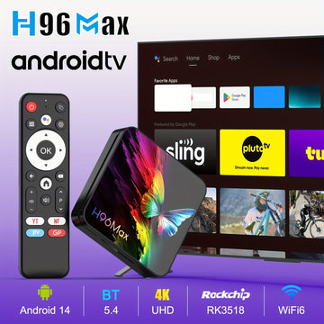 H96 MAX RK3518, caja de TV inteligente con Android 14.0, 4K@60Hz, WiFi 6 y BT 5.4, HDR10, Google Voice, Chromecast, navegador, puertos USB y Ethernet, enchufe de 110-220V, diseño compacto para cine en casa, transmisión de medios, reproductor de medios mo