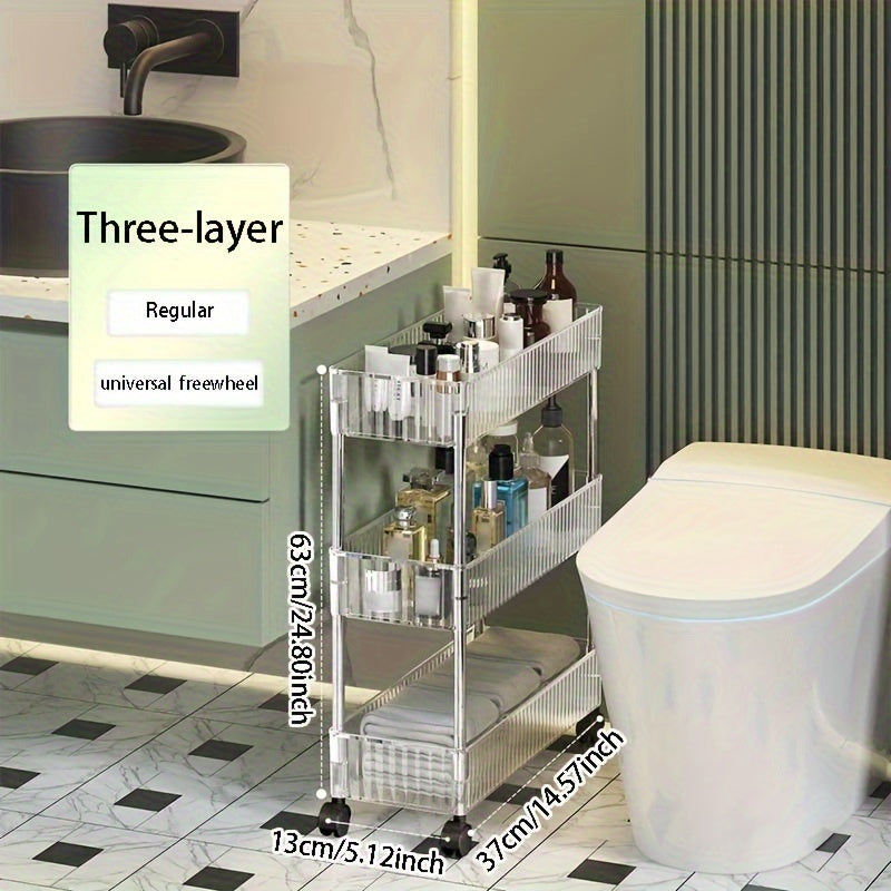 Carrito de Almacenamiento Rodante Versátil de 1 Pieza - Plástico Transparente y Acero Inoxidable, Organizador Multinivel con Ruedas para Cocina, Baño y Lavabo - Diseño Elegante de Almacenamiento Abierto, No Necesita Energía, Organizadores y Almacenamient