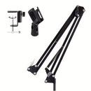 Soporte ajustable de canto pesado para micrófonos - Soporte de escritorio metálico extendible de choque, con material ABS, negro, ideal para transmisiones en vivo y grabaciones, equipo de transmisión | Soporte negro elegante | Construcción sólida