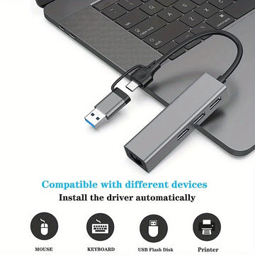 Adaptador de Tarjeta de Red Tipo C USB a RJ45 con Cable Ethernet LAN de 100Mbps para Nintendo Switch y Portátil Macbook, 1 pieza